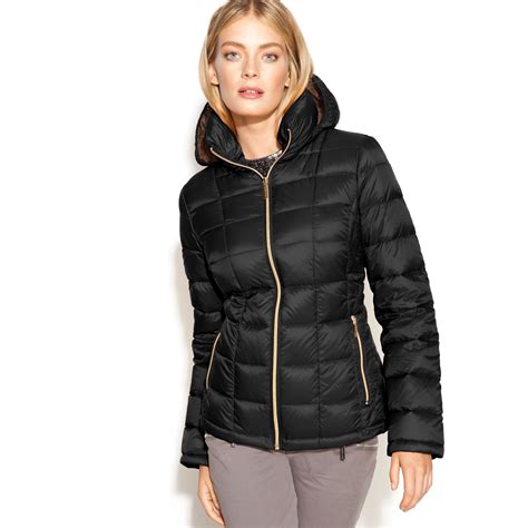 michael michael kors packable puffer coat with attached bib|Michael Kors packable down jacket.